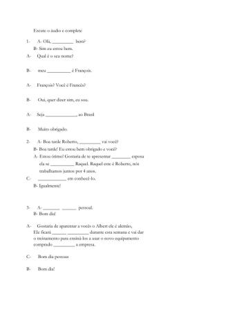 Áudio - CUMPRIMENTOS E APRESENTAÇÃO