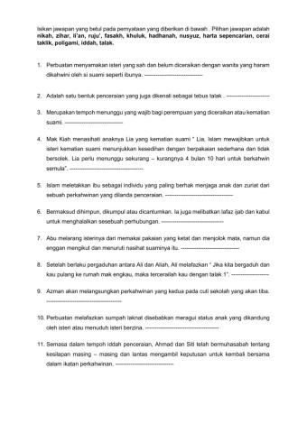 Latihan Syariah (Munakahat Baru)