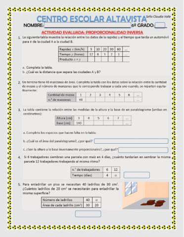 Proporcionalidad inversa