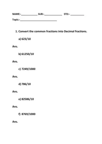 Decimal Fractions