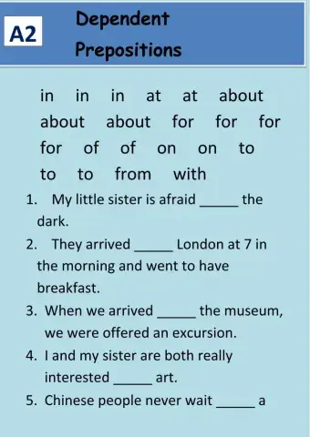 Dependent prepositions