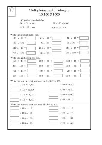 Division By 10,100 and 1000