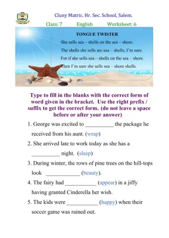 Class 7 English 6 - Spot the error