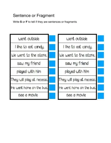 Sentence or Fragment Week 1