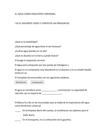 El agua como disolvente universal