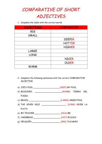 Comparative adjectives