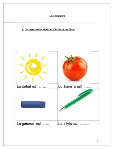 Les couleurs + vidéo