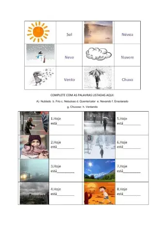 Clima  e estações do ano completar