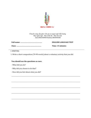 Lớp 7 - Unit 3 COMMUNITY SERVICE-WRITING