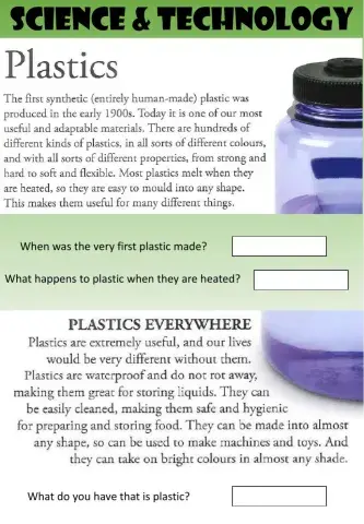 WEEK 24: THURSDAY: Plastics