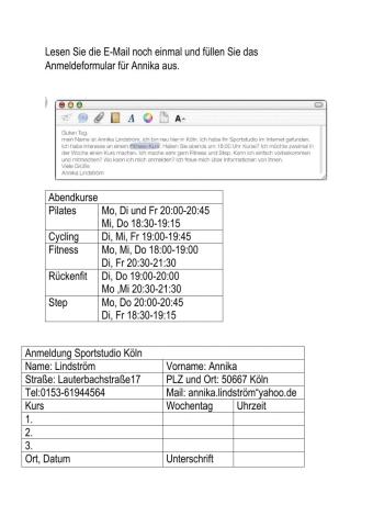 Füllen Sie das Anmeldeformular für Annika aus.