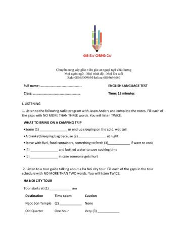 Lớp 7 - Unit 6 THE FIRST UNIVERSITY IN VIET NAM - LISTENING