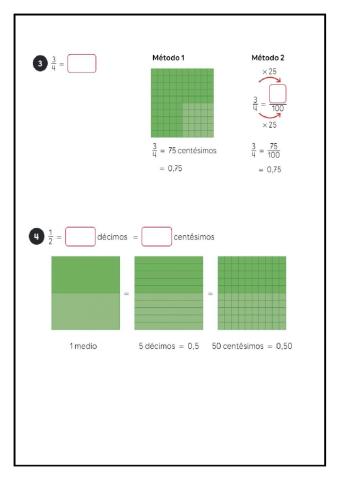Expresar en decimales las fracciones