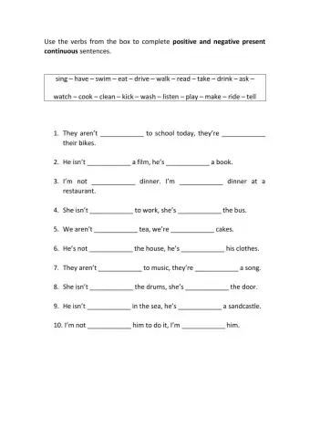 Positive and Negative Present Continuous