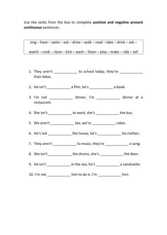 Positive and Negative Present Continuous