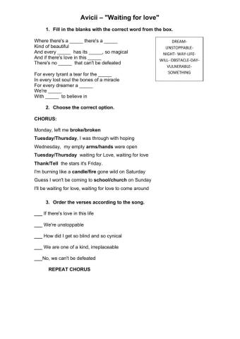 Avicii Waiting For Love song