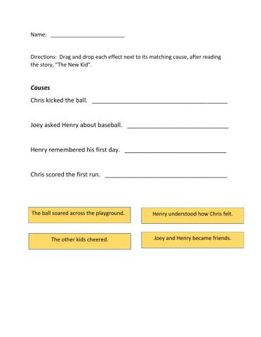 The New Kid Cause and Effect