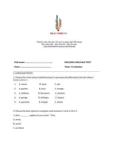 Lớp 7 - Unit 6 THE FIRST UNIVERSITY IN VIET NAM-LANGUAGE FOCUS