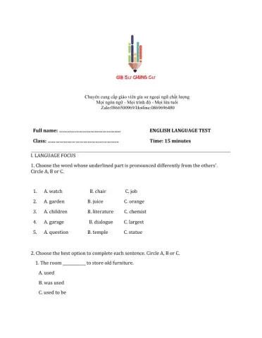 Lớp 7 - Unit 7 TRAFFIC-LANGUAGE FOCUS