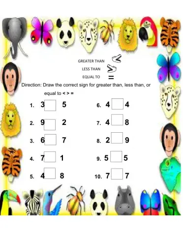 Greater Than, Less Than and Equal to