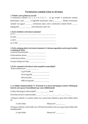 Természetes számok