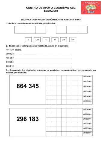 Escritura y lectura de números