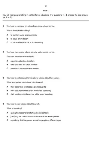 FCE - Listening - Part 1