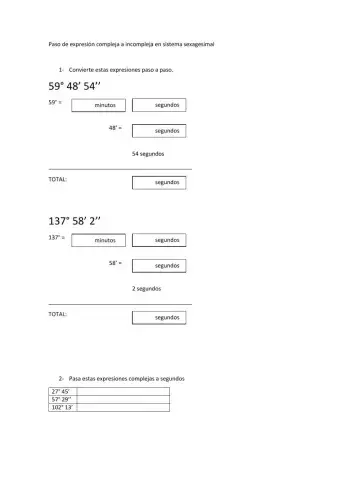 Paso de compleja a incompleja sexagesimal