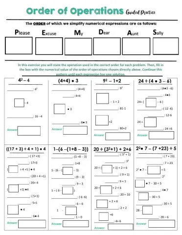 Order of Operations Guided Practice