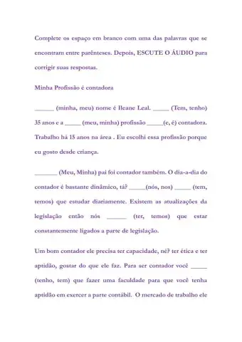 Áudio - POSSESSIVOS E VERBOS