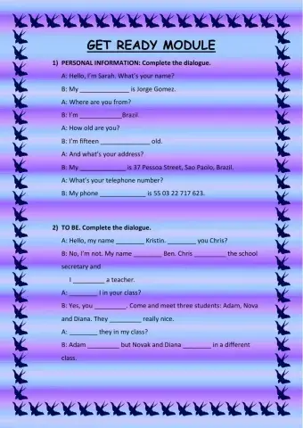 Personal Information. Verb -to be-