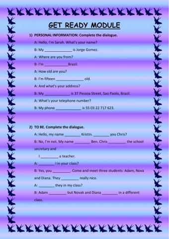 Personal Information. Verb -to be-