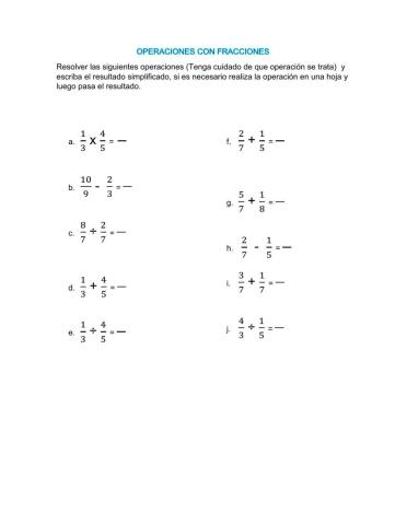 Operaciones con Fracciones