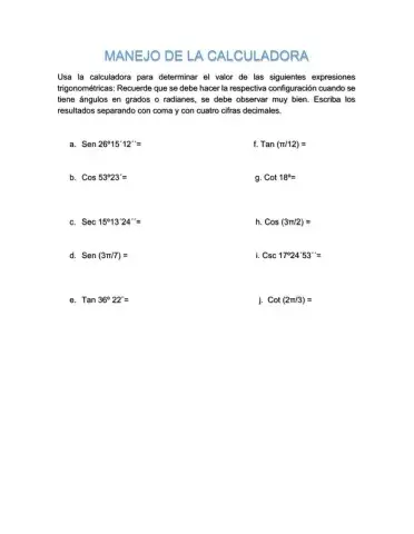 Manejo Calculadora Trigonometria
