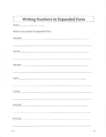 Writing Numbers in Expanded Form