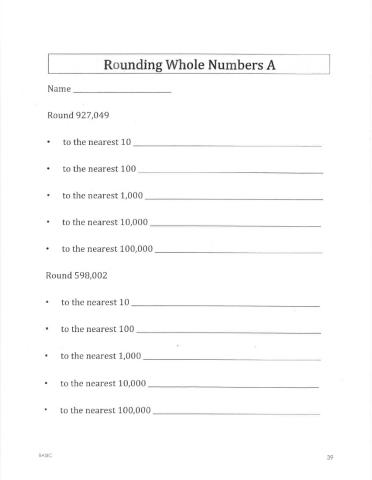 Rounding Whole Numbers A