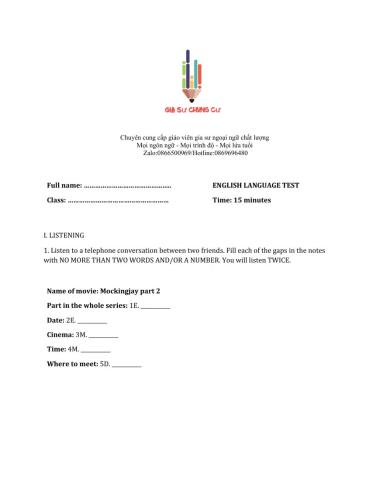 Lớp 7 - Unit 9 FESTIVALS AROUND THE WORLD-LISTENING