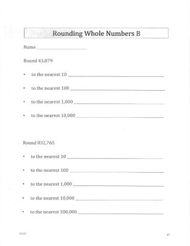 Rounding Whole Numbers B