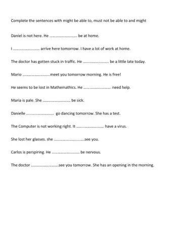 Might, must not be able to, might be able to