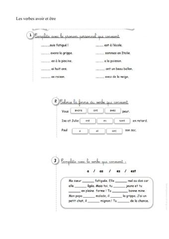 Les verbes avoir et etre
