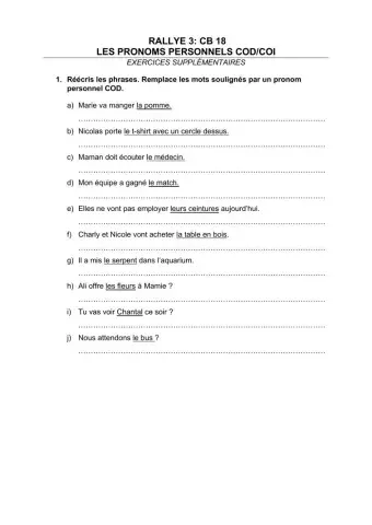 Le pronom personnel COD