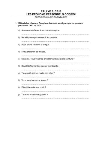 Les pronoms personnels cod-coi