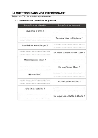 La question sans mot interrogatif