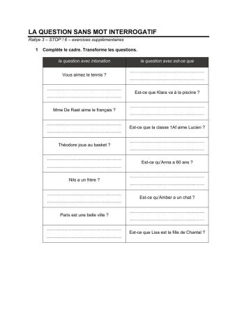 La question sans mot interrogatif