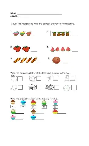 Kindergarten worksheet