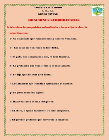 Oraciones subordinadas