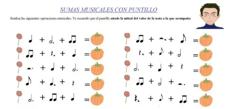 Sumas musicales con puntillo