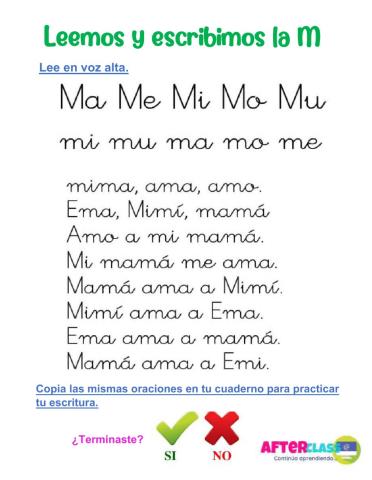 Escribimos y Leemos la M