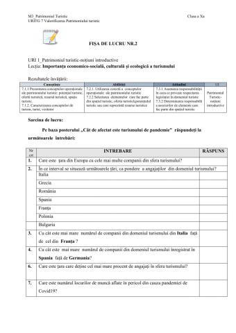 FL2 Importanța turismului