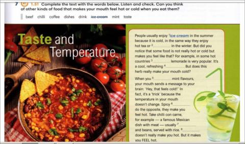 Listening vocabulary food